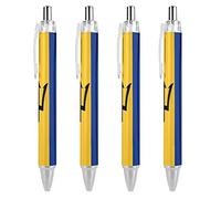 Penna a sfera retrattile con bandiera delle Barbados, inchiostro blu, penna da lavoro per uomini e donne, 4 pezzi