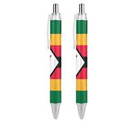 Penna a sfera retrattile con bandiera dello Zimbabwe, inchiostro blu, penna da lavoro per uomini e donne, 2 pezzi