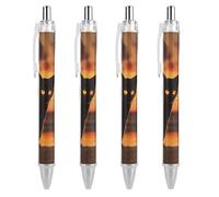 Penna a sfera retrattile con gatto nero e tramonto da 0,5 mm, scrittura fine e liscia, per casa e ufficio, colore nero, 4 pezzi come immagine 1