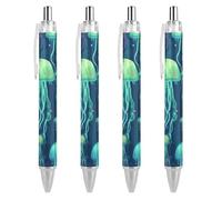 Penna a sfera retrattile con medusa, 0,5 mm, scrittura fluida con impugnatura comoda, forniture per ufficio, per uomini e donne, 4 pezzi come immagine 1