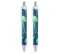 Penna a sfera retrattile con medusa, 0,5 mm, scrittura fluida con impugnatura comoda, forniture per ufficio, per uomini e donne, 2 pezzi come foto 3