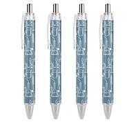 Penna a sfera retrattile con motivo chimico stampato, punta da 0,5 mm, per lavoro e ufficio, 4 pezzi