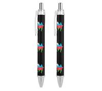 Penna a sfera retrattile con orso polare e stelle, 0,5 mm, scrittura fine e liscia, per casa e ufficio, nera, 2 pezzi