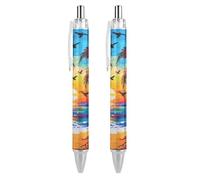 Penna a sfera retrattile con palme e tramonto sulla spiaggia, punta fine da 0,5 mm, ad asciugatura rapida, scrittura liscia, 1 pezzo come foto 2