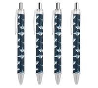 Penna a sfera retrattile con squali, 0,5 mm, scrittura fine e liscia, per casa e ufficio, colore nero, 4 pezzi come immagine 1