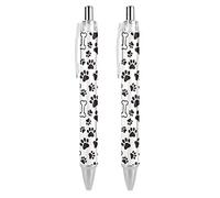 Penna a sfera retrattile con stampa di zampa di cane, punta fine da 0,5 mm, fusto rotondo flessibile, per uomini e donne