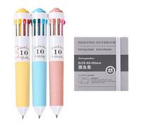 Penna a sfera retrattile da 0,8 mm, multicolore, 10 colori, per appunti, opere d'arte, ufficio, scuola