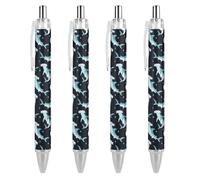 Penna a sfera retrattile divertente con squali martello di notte, 0,5 mm, penne a sfera, penne da lavoro, regali per ufficiali, unisex, 2 pezzi