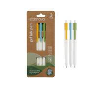 penna a sfera retrattile econovo 0,5 mm / 3 pezzi/realizzata in plastica riciclata al 66% / inchiostro gel nero/foro per blister sospeso/penna a sfera retrattile in gel