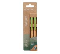 Penna a sfera retrattile econovo 1,0 mm / 2 pezzi / 100% bambù biodegradabile/Foro per appendere blister/Ufficio scuola materna e scuola