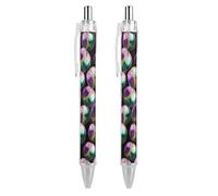 Penna a sfera retrattile Mardi And Gras Color Baseball da 0,5 mm, scrittura, inchiostro nero, accessori per prendere appunti per ufficio, 2 pezzi