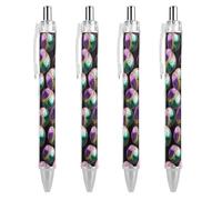 Penna a sfera retrattile Mardi And Gras Color Baseball da 0,5 mm, scrittura, inchiostro nero, accessori per prendere appunti per ufficio, 4 pezzi