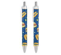 Penna a sfera retrattile nera per hamburger hot dog, punta fine da 0,5 mm, ad asciugatura rapida, scrittura liscia, 2 pezzi come immagine 1