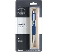 Penna a sfera retrattile Parker Vector blu standard con trip medium cromato