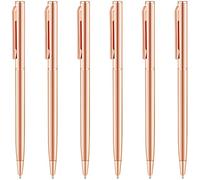 Penna a sfera retrattile sottile in metallo, colore oro rosa, regalo perfetto per professionisti dell'ufficio, studenti, insegnanti, matrimoni e Natale, pennino medio da 1 mm, confezione da 6 con