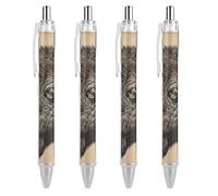 Penna a sfera retrattile, stile vintage, motivo bisonte, 0,5 mm, scrittura fine e liscia, per casa e ufficio, colore nero, 4 pezzi come da immagine 1