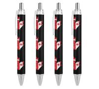 Penna a sfera retrattile vintage con bandiera canadese da 0,5 mm, scrittura fluida con impugnatura comoda, forniture per ufficio per uomini e donne, 4 pezzi come immagine 1