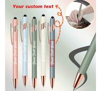 Penna a sfera touch screen personalizzata, penna a sfera retrattile con fusto in alluminio e logo stampato, rivestimento spray, per forniture scolastiche, back to school Colore MorandiLega di ferro