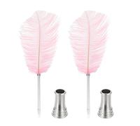 Penna a sfera vintage con piuma da 2 pezzi con supporto da 2 pezzi, rosa