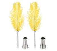 Penna a sfera vintage Feather da 2 pezzi con supporto da 2 pezzi, giallo