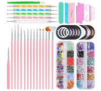 Penna Art Tool Con Pennelli Pittura Punteggiatura Strumento Manicure Nastro Strass Per Unghie