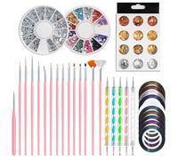Penna Art Tool Con Pennelli Pittura Punteggiatura Strumento Manicure Nastro Strass Per Unghie