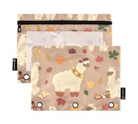Penna autunnale in alpaca con finestra trasparente in tessuto astuccio con cerniera occhielli rinforzati a 3 fori cartelle perforate per aula scuola forniture per ufficio multicolore 2 pezzi
