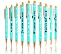 Penna Brillantini Personalizzata 10 Penne Personalizzate con Scritta Nome Logo Penna Personalizzabile Regalo per Ragazza Donna Maestra Compleanno Festa Matrimonio, Blu Menta