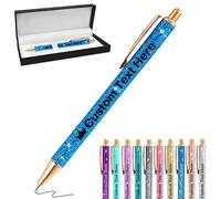 Penna Brillantini Personalizzata Penne Personalizzate con Scritta Nome Logo Penna Personalizzabile Regalo per Ragazza Donna Maestra Compleanno Festa Matrimonio, Blu