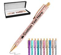Penna Brillantini Personalizzata Penne Personalizzate con Scritta Nome Logo Penna Personalizzabile Regalo per Ragazza Donna Maestra Compleanno Festa Matrimonio, Oro Rosa