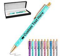 Penna Brillantini Personalizzata Penne Personalizzate con Scritta Nome Logo Penna Personalizzabile Regalo per Ragazza Donna Maestra Compleanno Festa Matrimonio, Blu Menta
