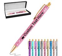 Penna Brillantini Personalizzata Penne Personalizzate con Scritta Nome Logo Penna Personalizzabile Regalo per Ragazza Donna Maestra Compleanno Festa Matrimonio, Rosa
