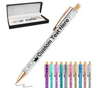 Penna Brillantini Personalizzata Penne Personalizzate con Scritta Nome Logo Penna Personalizzabile Regalo per Ragazza Donna Maestra Compleanno Festa Matrimonio, Argento