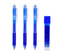 Penna cancellabile retrattile Plus, inchiostro gel, colore blu, punta da 1 mm e tratto da 0,7 mm (3 penne + 3 pezzi di ricambio)