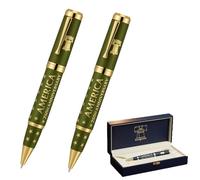 Penna commemorativa per i 250 anni di libertà degli Stati Uniti, penna a sfera natalizia in grandi quantità, elegante set da collezione con scatola con aquila, regali per adulti e bambini (Green,2PC)