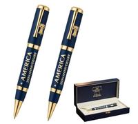 Penna commemorativa per i 250 anni di libertà degli Stati Uniti, penna a sfera natalizia in grandi quantità, elegante set da collezione con scatola con aquila, regali per adulti e bambini (Black,2PC)