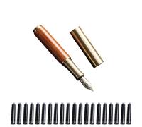 Penna compatta con struttura in legno e dettagli in ottone, 20, A | Scrittore portatile per appunti scolastici, scrittori di diari a casa, uso riunioni, appunti sulla scrivania
