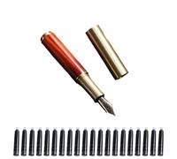 Penna compatta con struttura in legno e dettagli in ottone, 20, B | Scrittore portatile per appunti scolastici, scrittori di diari a casa, uso riunioni, appunti sulla scrivania