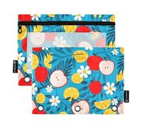 Penna con finestra trasparente blu frutta partito matita caso trasparente finestra & occhielli 3 anelli raccoglitori cartelle per aula scuola ufficio forniture multicolore 2 PCS