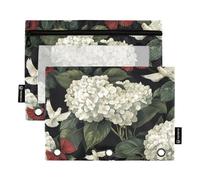 Penna con finestra trasparente Uccelli con fiori rossi e bianchi in tessuto astuccio trasparente finestra e occhielli 3 anelli raccoglitori cartelle per aula scuola forniture per ufficio multicolore 2