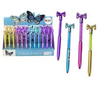 Penna con fiocco e brillantini blu inchiostro 0.7mm assortito