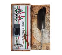 Penna con inchiostro base argento 6 piume ass.te