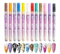 Penna da disegno per unghie, set di penne per unghie artistiche 12 colori