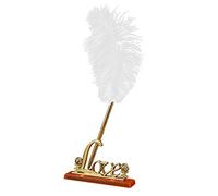 Penna da Firma per Matrimonio in Metallo con Base, Oro Elegante | Scrittura Comoda, Stile Delicato e Chic, Base a Forma di Lettera D’amore, per Tavolo e Foglio Firme