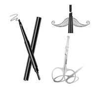 Penna di Riempimento Barba,Penna per barba,matita per barba da uomo,strumento per lo styling della barba,Penna riempitivo per barba,set riempitivo per barba,con forbici per capelli del naso,nero,2 PCS