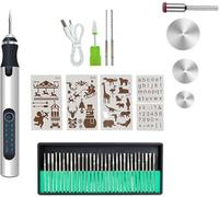 Penna elettrica portatile per incisioni con 30 teste di innesco e 5 modelli, multi-materiale, USB ricaricabile, ideale per fai da te e creazione