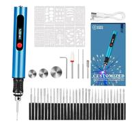 Penna for incisione for tutti i materiali, utensile portatile senza fili, macchina for incisione rotante portatile for gioielli, legno, vetro e pietra - Incide oltre 60 superfici(Blue)