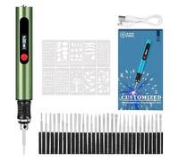 Penna for incisione for tutti i materiali, utensile portatile senza fili, macchina for incisione rotante portatile for gioielli, legno, vetro e pietra - Incide oltre 60 superfici(Green)