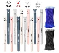 Penna Gel Cancellabile a Forma di Animale, 12 Pezzi Penne Cartoni Animati + 6 Ricariche Blu + 6 Ricariche Nere, 0,35 mm Penne a Sfera in Gel Nero Cancellabile, per Bambini Studenti Adulti (Nero)