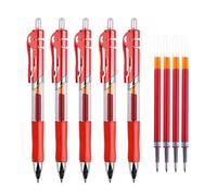 Penna gel classica da ufficio, 0,5 mm, nero, blu, rosso, punta in acciaio inossidabile, impugnatura antiscivolo, lunghezza 150 mm (rosso)